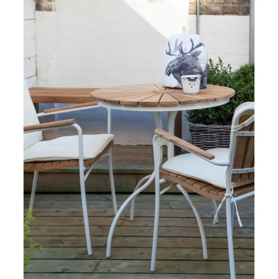 Mesa Redonda Para Exterior Hard & Ellen, Tablero De Madera De Teca