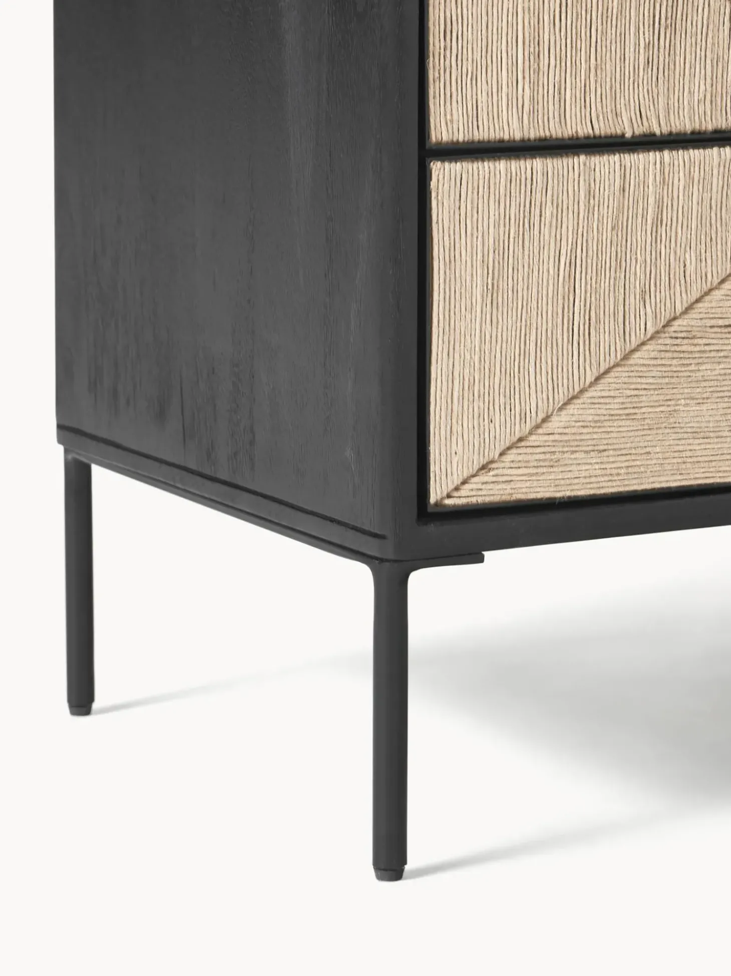 Mesilla De Noche Con Cajones De Madera De Mango Maciza June