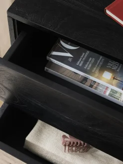 Mesilla De Noche De Madera De Mango Maciza Luca, Con Cajones