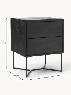 Mesilla De Noche De Madera De Mango Maciza Luca, Con Cajones