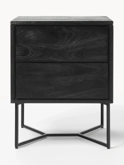 Mesilla De Noche De Madera De Mango Maciza Luca, Con Cajones