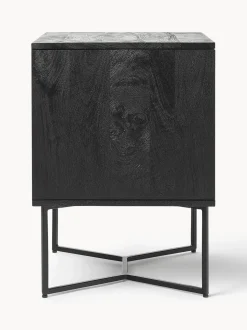 Mesilla De Noche De Madera De Mango Maciza Luca, Con Cajones