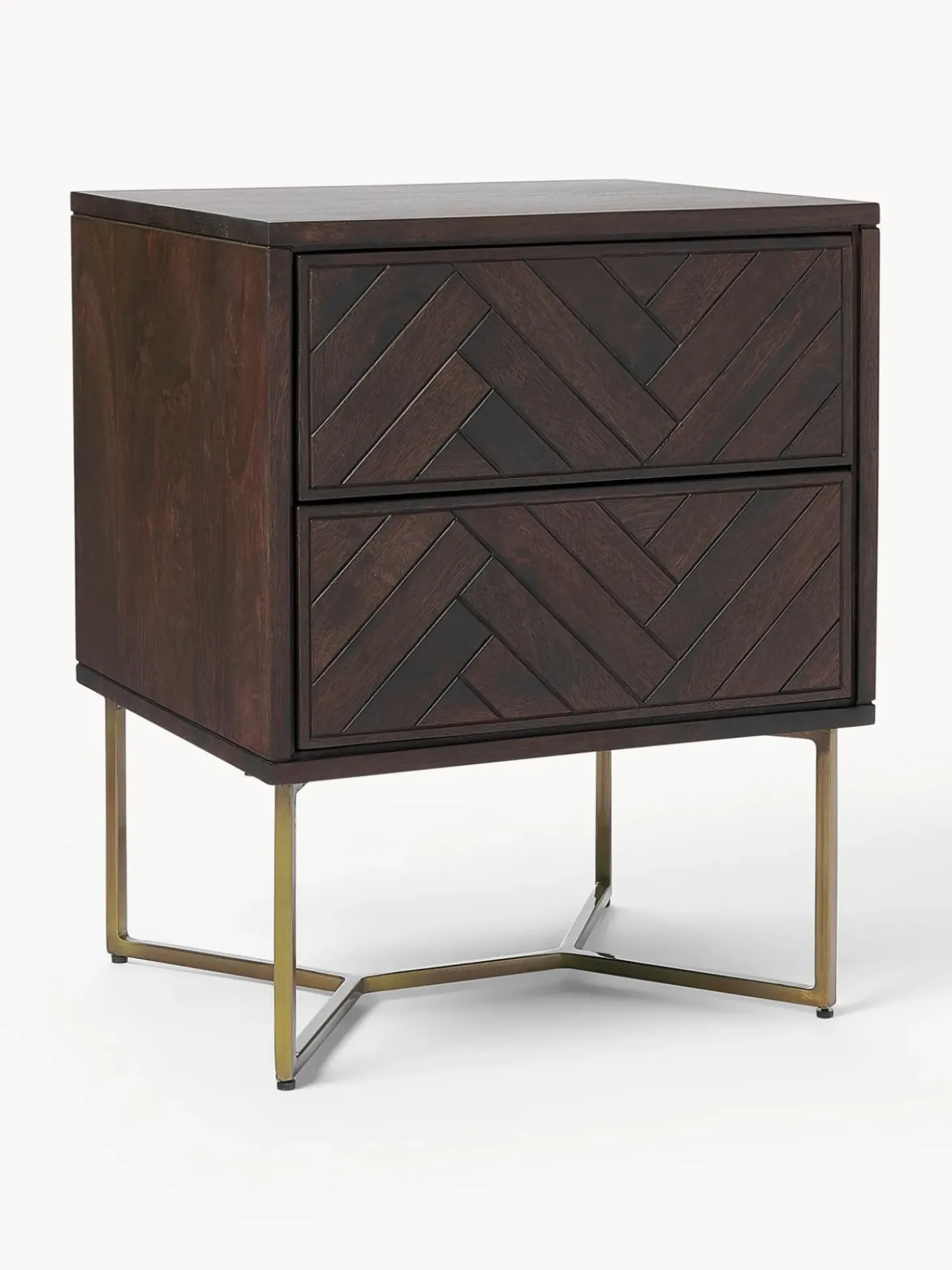 Mesilla De Noche De Madera De Mango Maciza Luca, Con Cajones