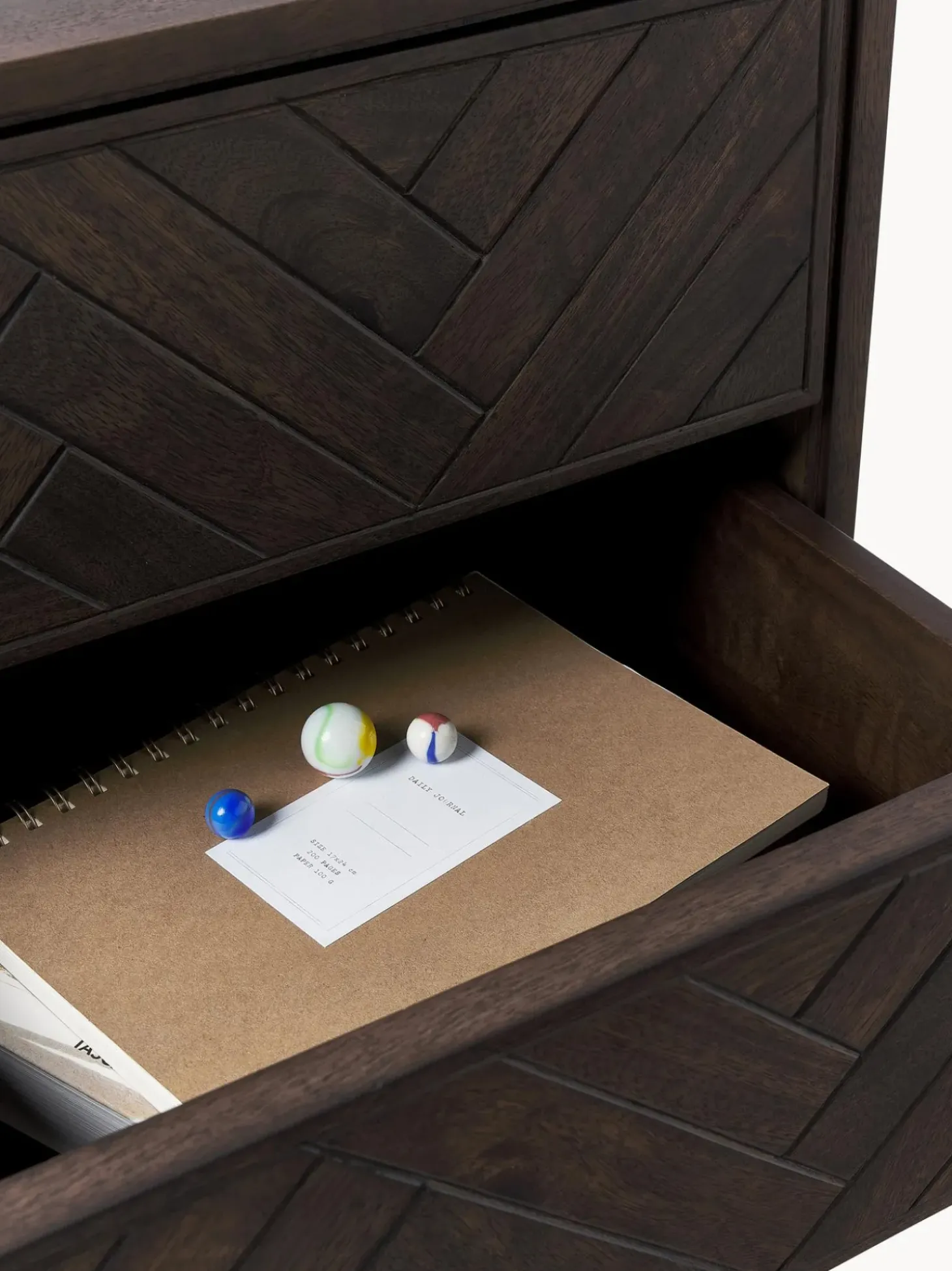 Mesilla De Noche De Madera De Mango Maciza Luca, Con Cajones