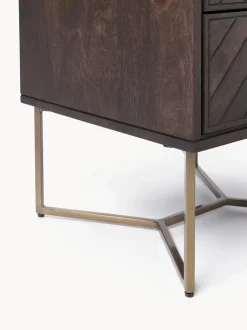 Mesilla De Noche De Madera De Mango Maciza Luca, Con Cajones