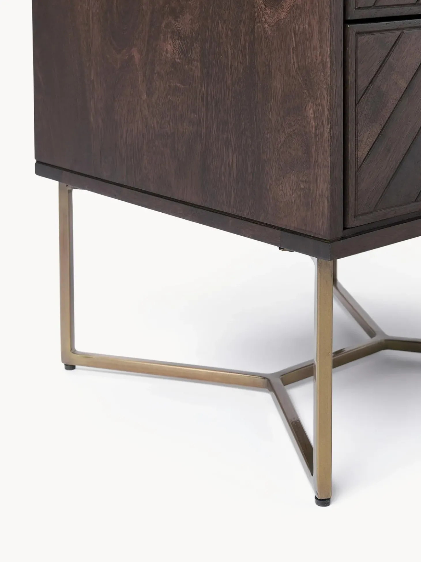 Mesilla De Noche De Madera De Mango Maciza Luca, Con Cajones