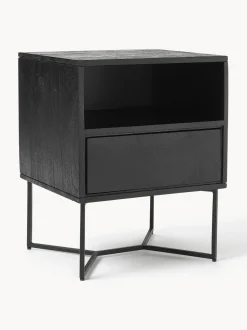 Mesilla De Noche De Madera De Mango Maciza Luca, Con Cajon