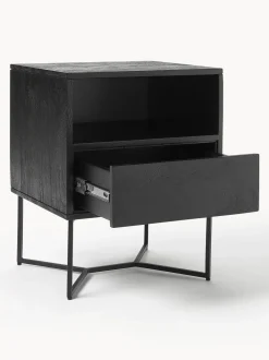 Mesilla De Noche De Madera De Mango Maciza Luca, Con Cajon