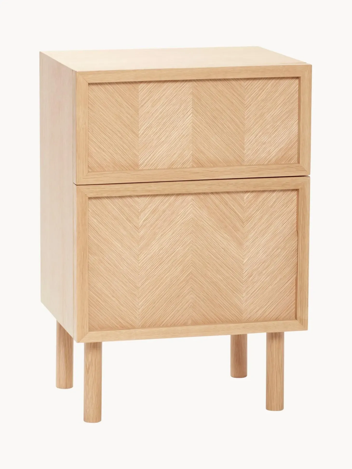 Mesilla De Noche De Madera De Roble Diseno Espiga Herringbone