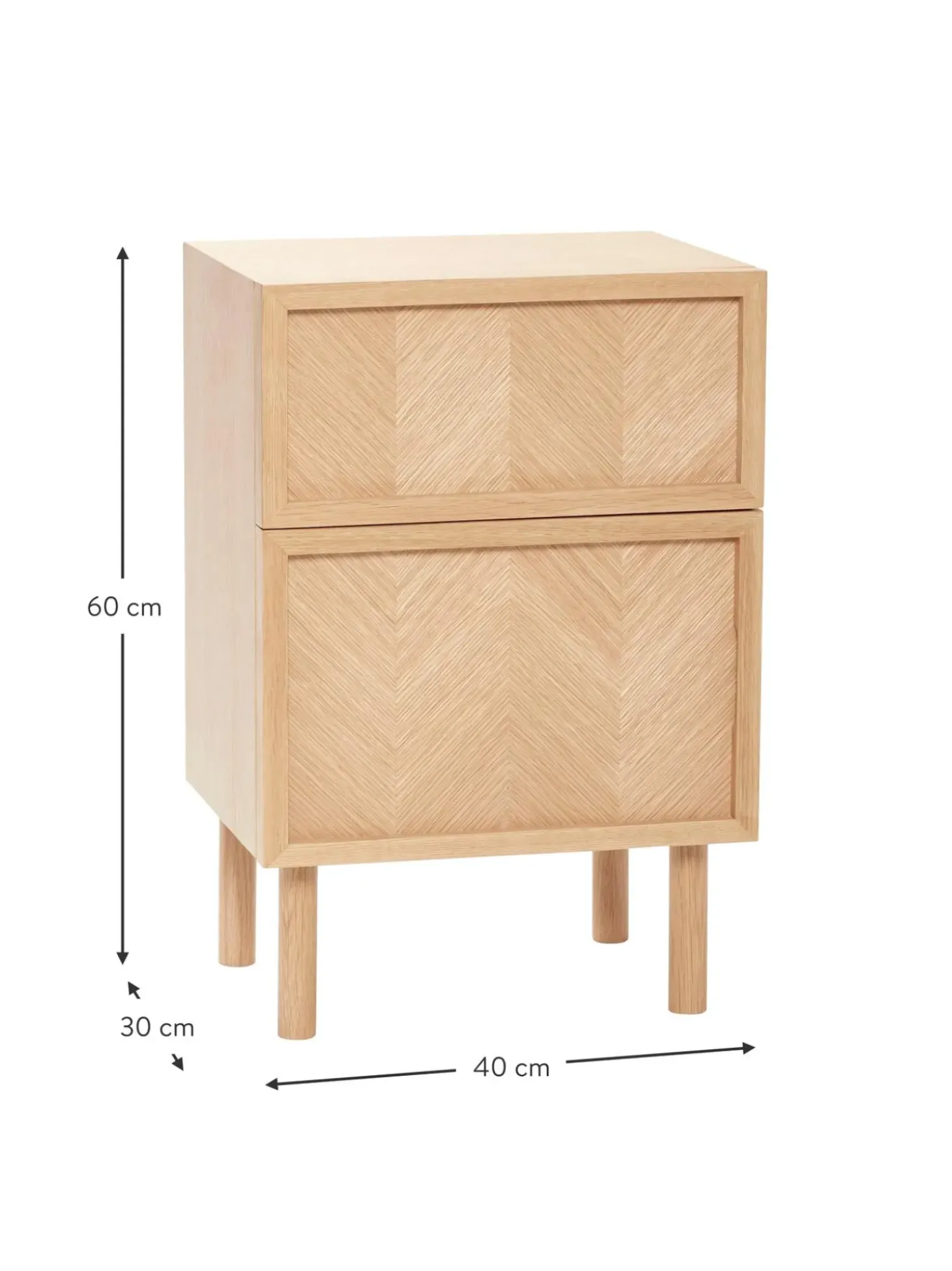 Mesilla De Noche De Madera De Roble Diseno Espiga Herringbone