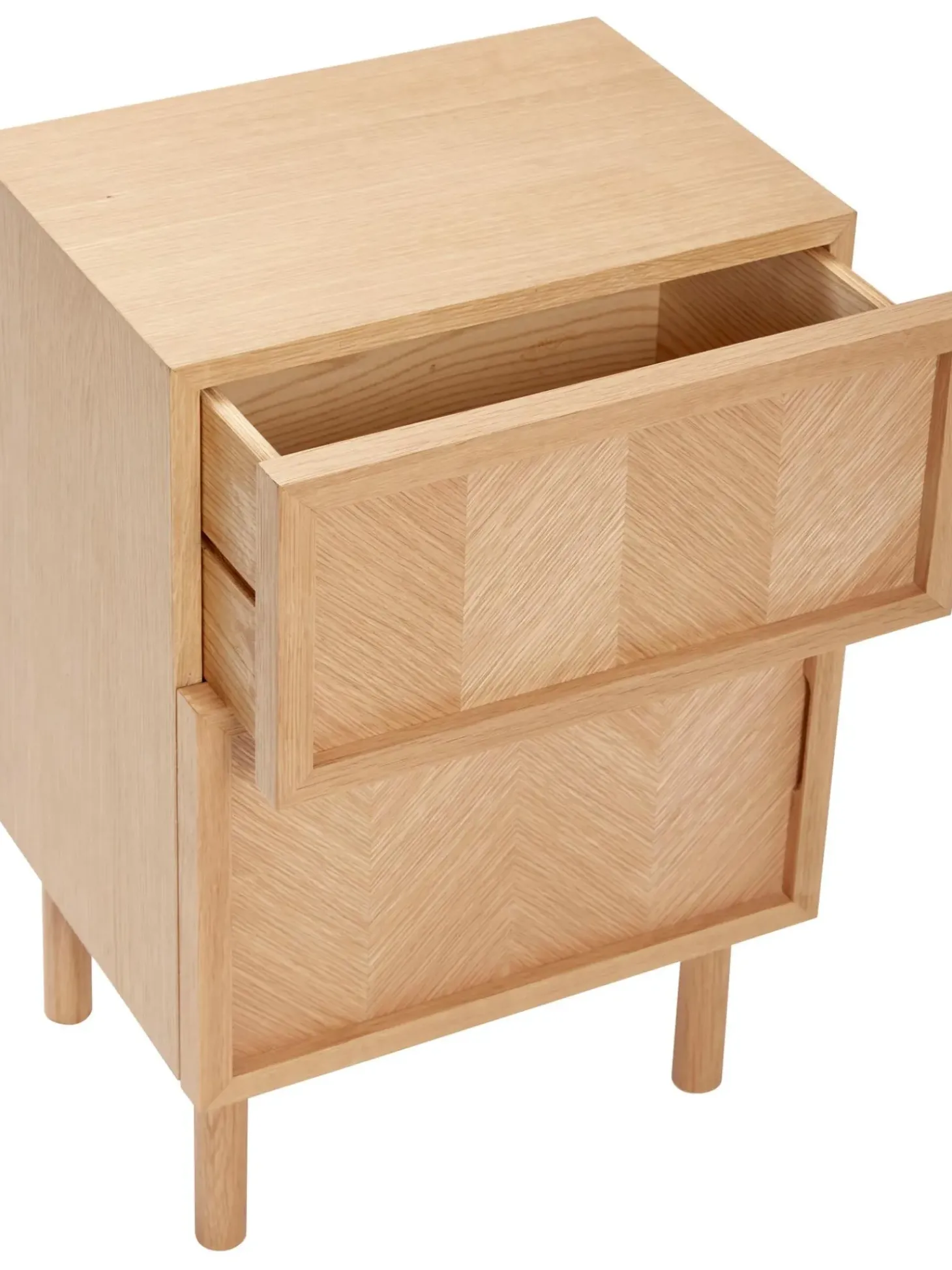 Mesilla De Noche De Madera De Roble Diseno Espiga Herringbone