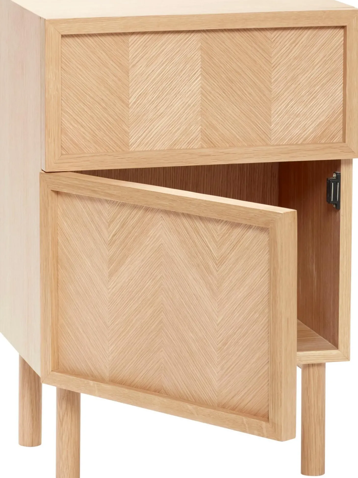 Mesilla De Noche De Madera De Roble Diseno Espiga Herringbone