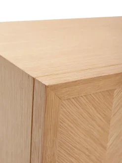 Mesilla De Noche De Madera De Roble Diseno Espiga Herringbone