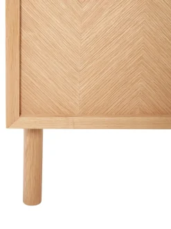 Mesilla De Noche De Madera De Roble Diseno Espiga Herringbone