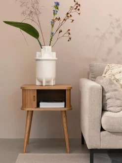 Mesita De Noche De Madera Barbier, Puerta Corredera