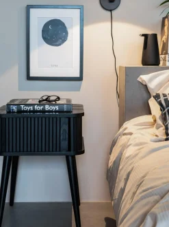 Mesita De Noche De Madera Barbier, Puerta Corredera