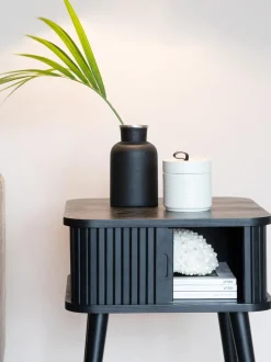 Mesita De Noche De Madera Barbier, Puerta Corredera