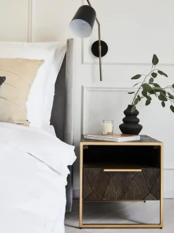 Mesita De Noche De Madera Maciza De Mango Harry