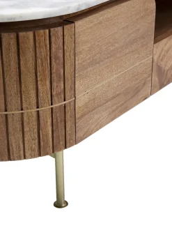 Mueble Tv Artesanal De Madera De Mango Y Marmol Grace