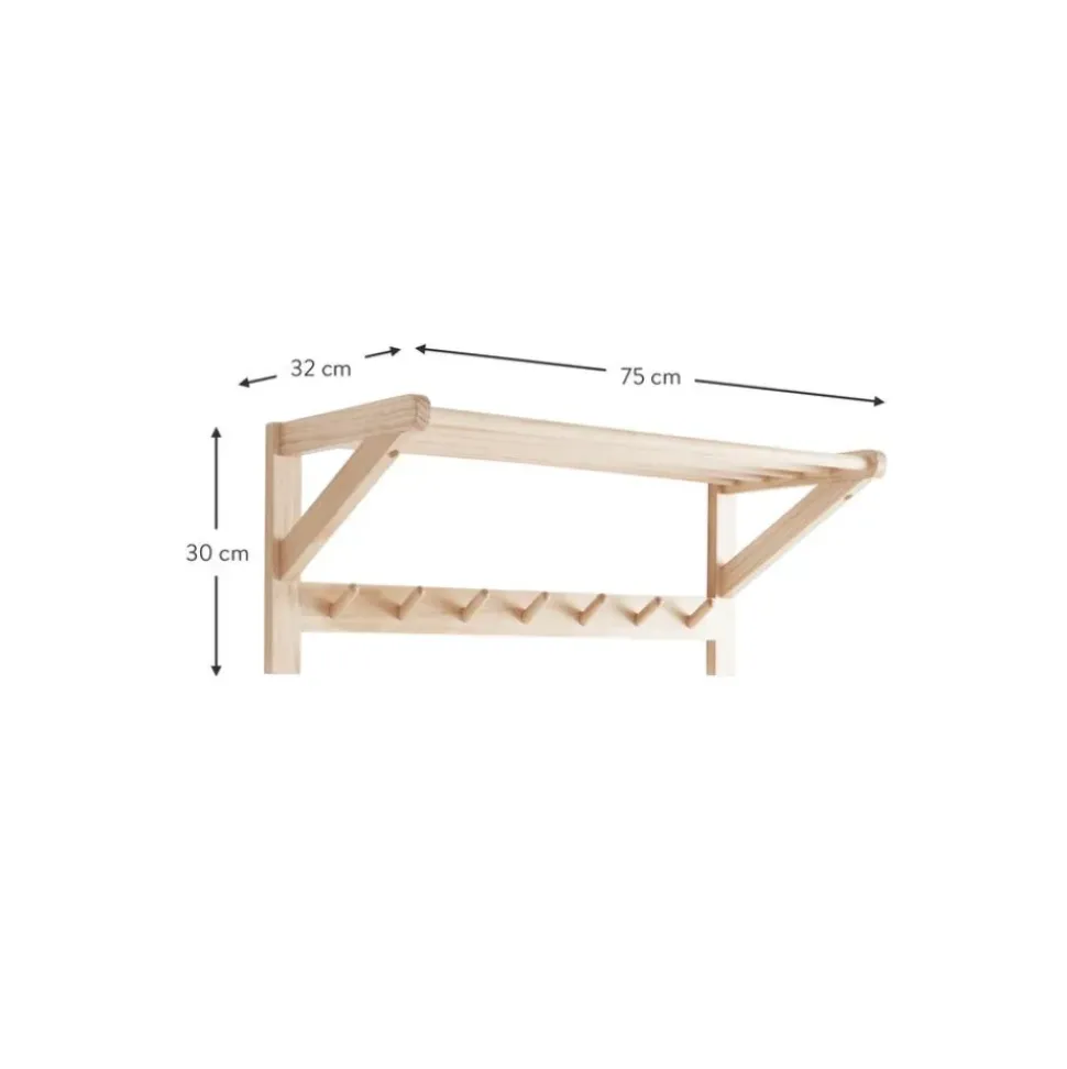 Perchero De Pared De Madera De Pino Cole