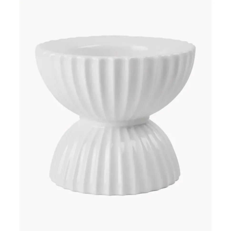 Portavelas De Porcelana Con Relieves Tura