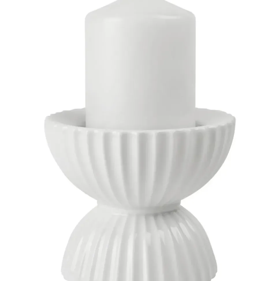 Portavelas De Porcelana Con Relieves Tura