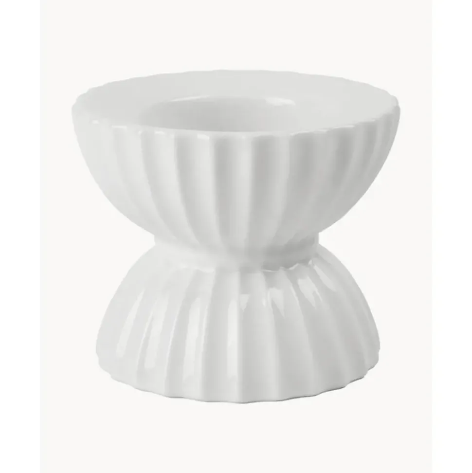 Portavelas De Porcelana Con Relieves Tura