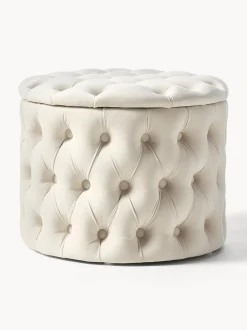 Puf De Terciopelo Chiara, Con Espacio De Almacenamiento