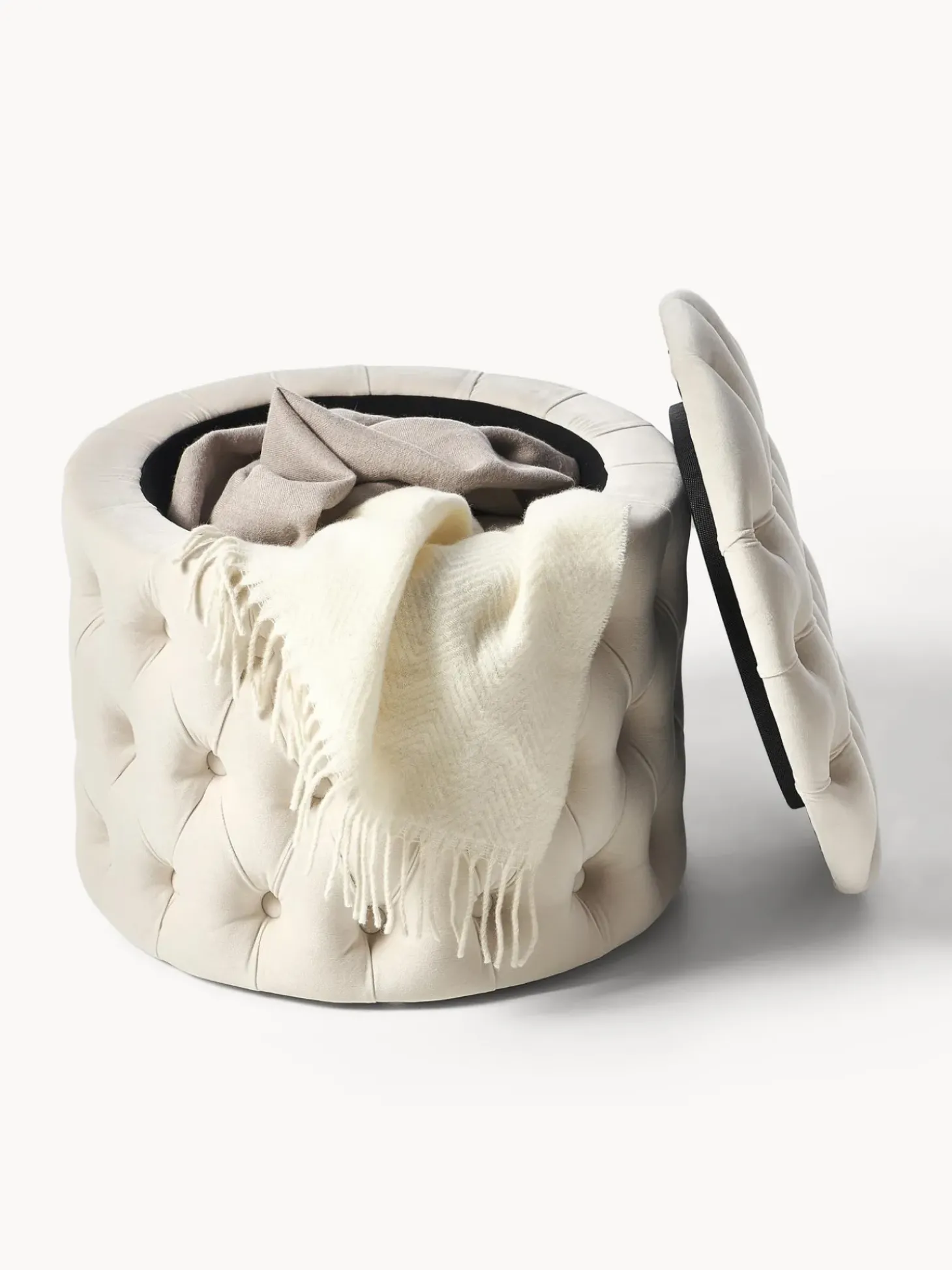 Puf De Terciopelo Chiara, Con Espacio De Almacenamiento