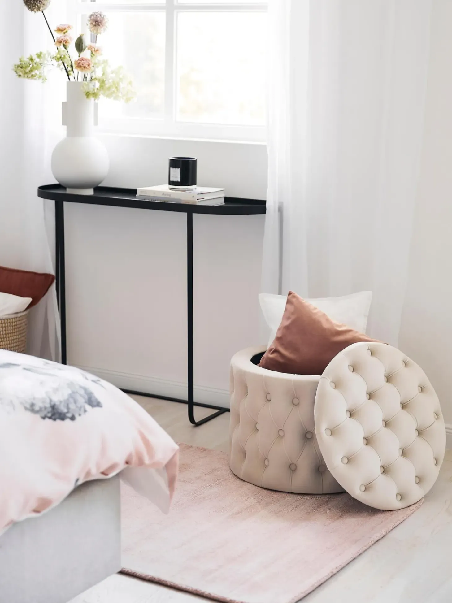 Puf De Terciopelo Chiara, Con Espacio De Almacenamiento