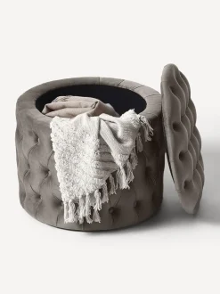 Puf De Terciopelo Chiara, Con Espacio De Almacenamiento