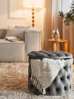 Puf De Terciopelo Chiara, Con Espacio De Almacenamiento