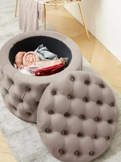 Puf De Terciopelo Chiara, Con Espacio De Almacenamiento