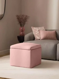 Puf De Terciopelo Winou, Con Espacio De Almacenamiento