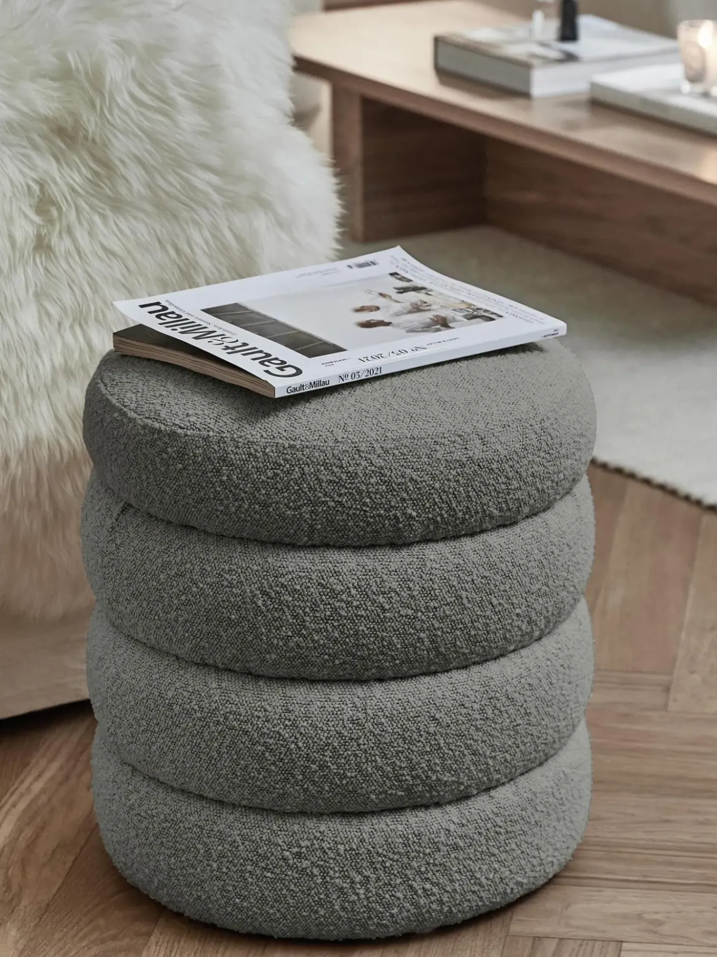 Puf En Tejido Boucle Alto