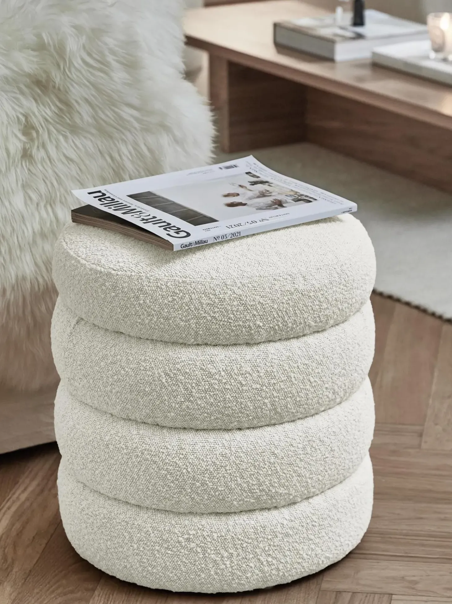 Puf En Tejido Boucle Alto