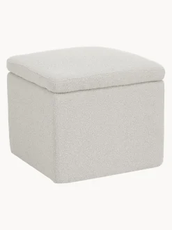 Puf En Tejido Boucle Winou, Con Espacio De Almacenamiento