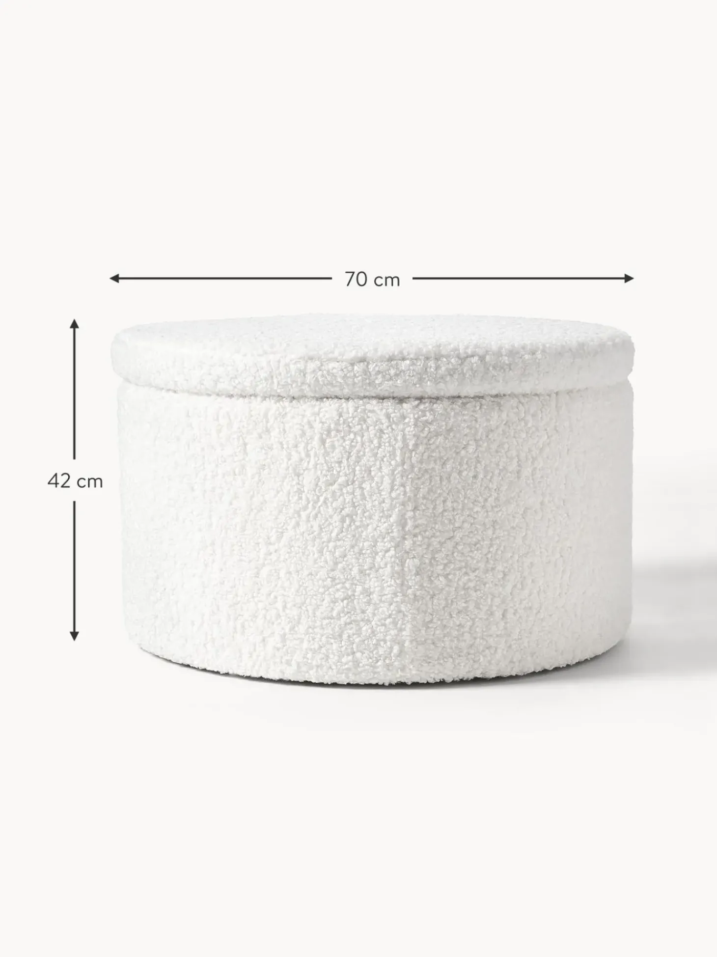 Puf Grande De Borreguillo Alida, Con Espacio De Almacenamiento