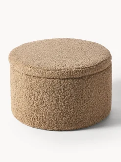 Puf Grande De Borreguillo Alida, Con Espacio De Almacenamiento