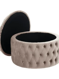 Puf Grande De Terciopelo Chiara, Con Espacio De Almacenamiento