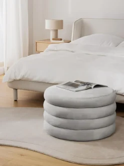 Puf Grande De Terciopelo Alto, Con Espacio De Almacenamiento