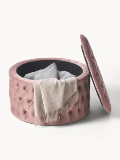 Puf Grande De Terciopelo Chiara, Con Espacio De Almacenamiento