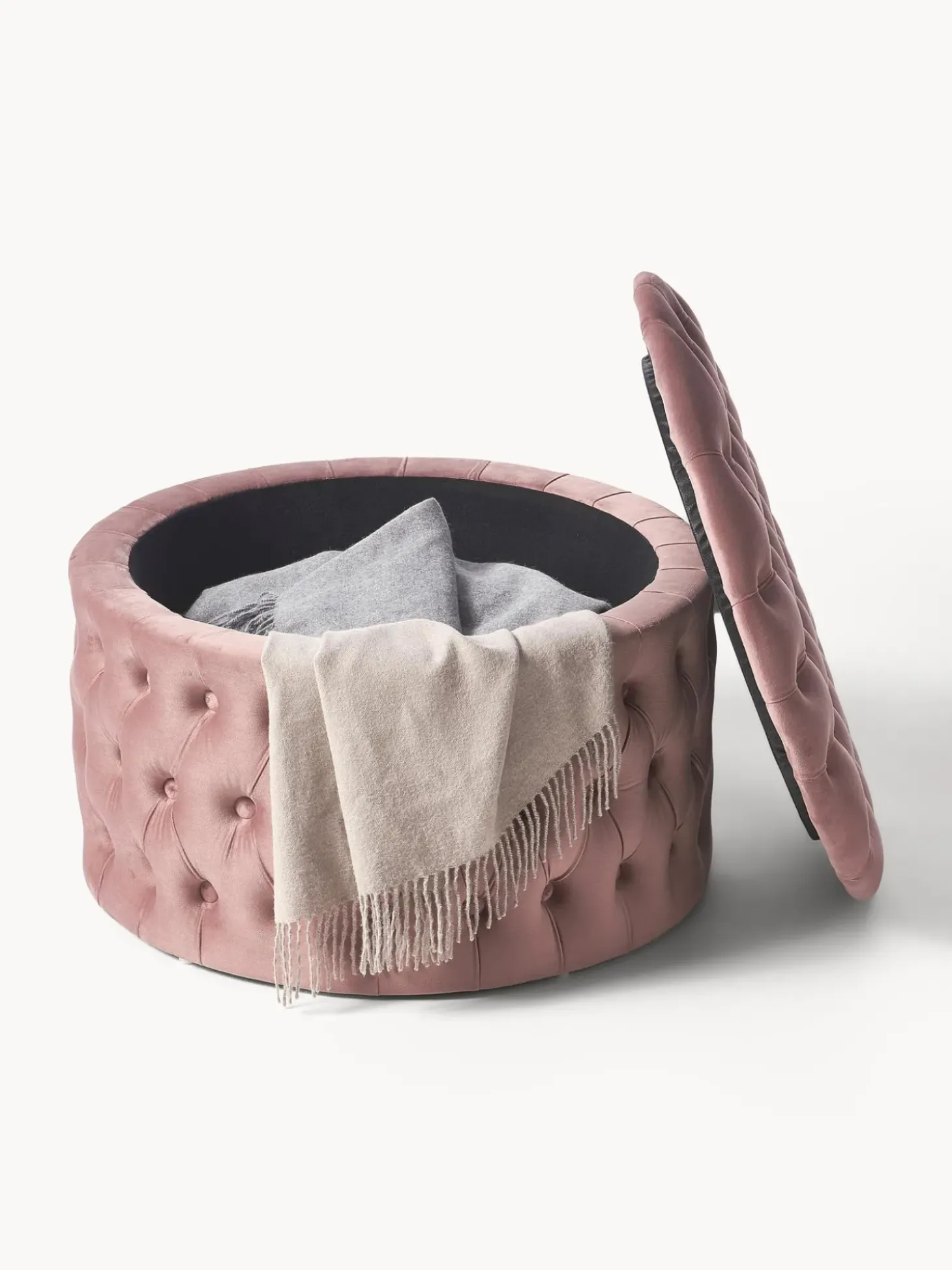 Puf Grande De Terciopelo Chiara, Con Espacio De Almacenamiento