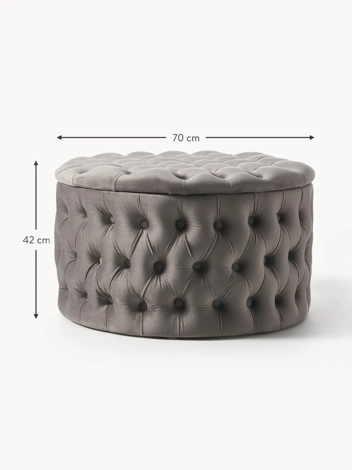 Puf Grande De Terciopelo Chiara, Con Espacio De Almacenamiento