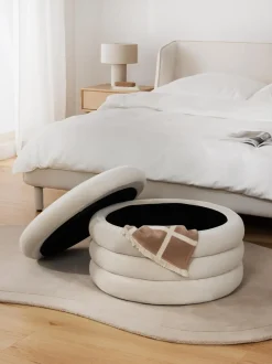 Puf Grande De Terciopelo Alto, Con Espacio De Almacenamiento