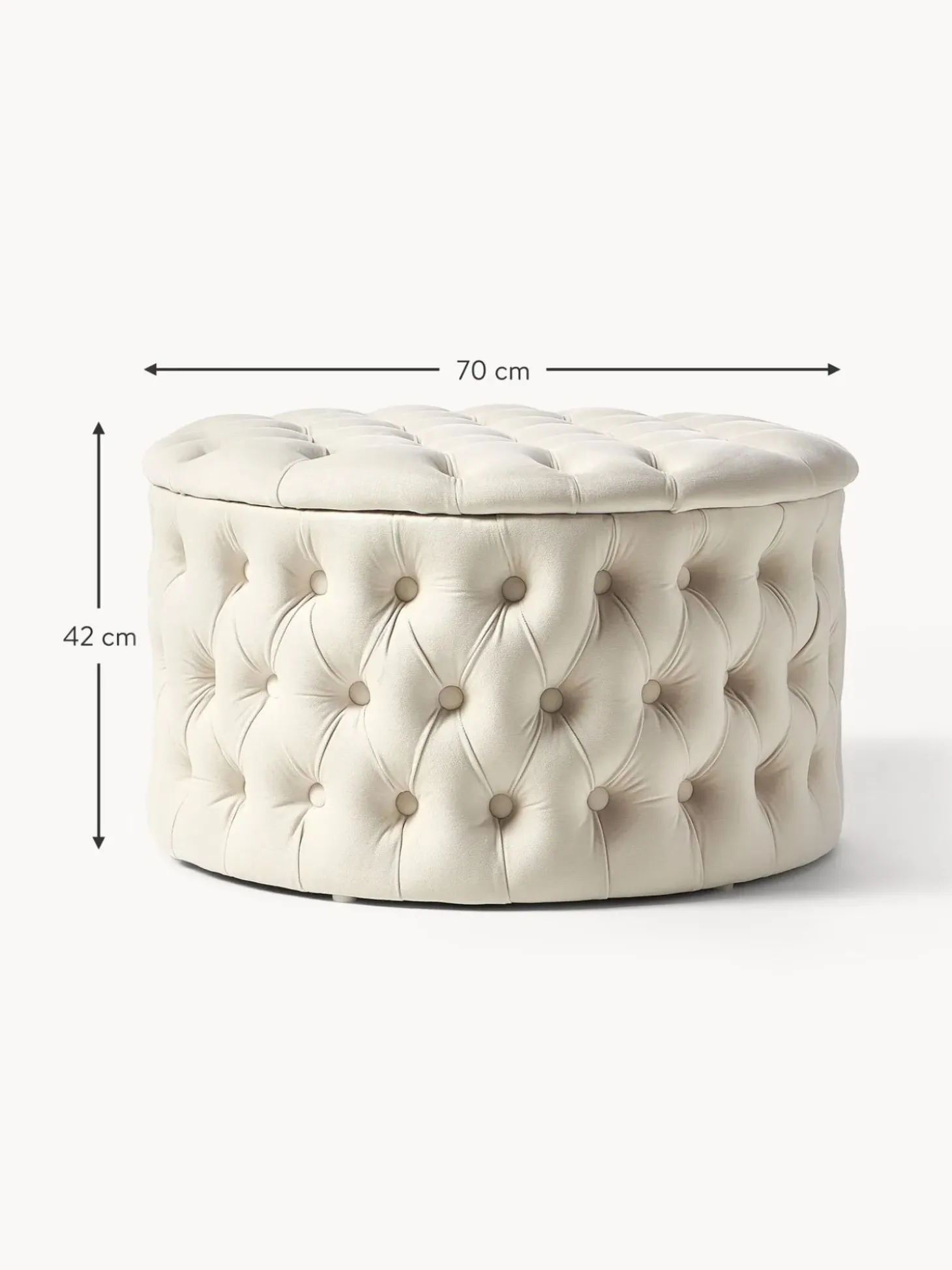Puf Grande De Terciopelo Chiara, Con Espacio De Almacenamiento