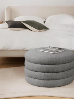 Puf Grande En Tejido Boucle Alto, Con Espacio De Almacenamiento