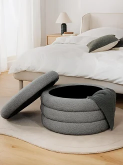 Puf Grande En Tejido Boucle Alto, Con Espacio De Almacenamiento