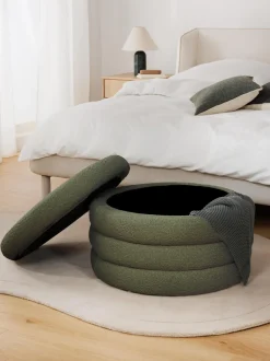 Puf Grande En Tejido Boucle Alto, Con Espacio De Almacenamiento