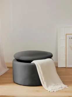 Puf Grande Tapizado Alida, Con Espacio De Almacenamiento